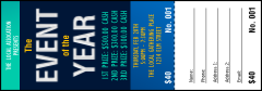 A blue All Purpose Bright Raffle Ticket