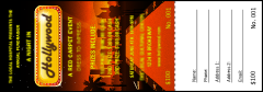 Hollywood Skyline Raffle Ticket with a perforated stub