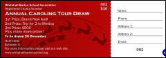 A Christmas raffle ticket with reindeer pulling a sleigh