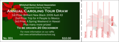 A Christmas raffle ticket with a poinsettia.