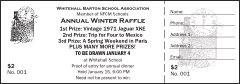 A raffle ticket for New Year's in black and white.