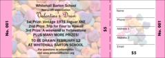 Valentine's Day Color Raffle Ticket with candy hearts background.
