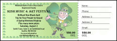 Color St. Patrick's Day Raffle Ticket with shamrock and leprechaun.