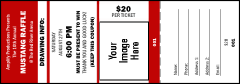 A raffle ticket with Red and White coloring and the option to upload an image.