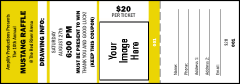 A raffle ticket with Yellow and White coloring and the option to upload an image.