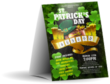 St. Patrick's Day Party Table Tent with image uploads.
