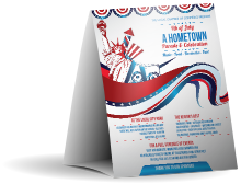 Fourth of July Freedom Table Tent with red, white and blue color scheme.