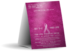 Raise awareness and draw attendees to your breast cancer fundraiser using the Breast Cancer Pink Ribbon Table Tent. Simple to customize, fast to ship!
