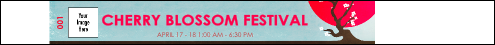 Simple, effective spring festival attendee organization. Sakura blossom themed wristband template with robin's egg blue and red color scheme. Customizable.