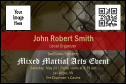 Mixed Martial Arts (Green) Economy Event Badge has space for credentials + event info.