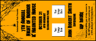 Spider Web VIP Event Badge Large has 2 logo uploads and eerie Halloween theme.