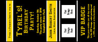 Sports Ticket Black & Yellow VIP Event Badge Large