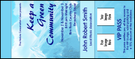 Mountain VIP Event Badge Large with Alpine background and several lines of text.