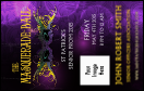 Masquerade VIP Event Badge Medium with Mardi Gras mask in the background.