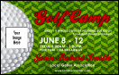 Golf Camp VIP Event Badge Medium with logo upload and editable text fields.