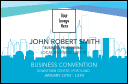 Conference Series: All Purpose Blue Skyline VIP Event Badge Small with 6 lines of text.