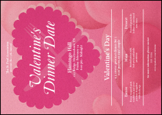 Valentine's Dinner Date Club Flyer custom prints in color on quality card stock.