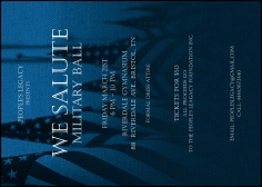 Military Ball - US Flags Club Flyer with refined, blue-washed background and white typeface.