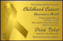 Childhood Cancer Awareness Month Drink Ticket with unique numbering.