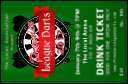 Premier League Darts 2017 Drink Ticket with unique numbering for security.