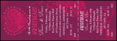 A pink and purple Valentine Heart Reserved Event Ticket