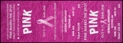 Breast Cancer Pink Ribbon Reserved Event Ticket with a detachable stub