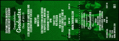 Graduation - Green Reserved Event Ticket has secure numbering and detachable stubs.