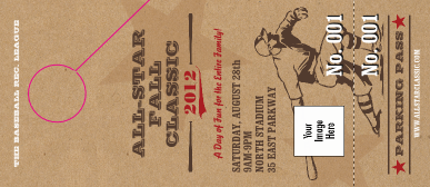All Star Retro Baseball Hang Tag with unique numbering and detachable stubs.