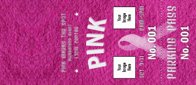 Breast Cancer Pink Ribbon Hang Tag with 2 logo uploads.
