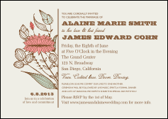 Wedding Flower Motif Postcard Mailer has 19 text fields to fill with party details.
