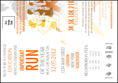 Run for a Cause Orange Postcard Mailer with 5 logo uploads.