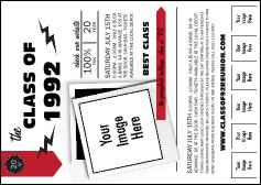 Class Reunion Mascot Red Postcard Mailer with 7 spots to add custom images.