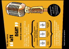 Comedy Retro Microphone Postcard Mailer with 3 image upload spots.