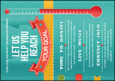 Fundraising Thermometer Postcard Mailer with cheery colors and eye-catching design.