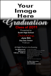 Graduation Diploma Upload Image Poster with red and white typeface.