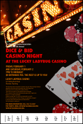 A bright, fun filled casino, poster perfect for a casino night.