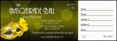 Masquerade Ball 2 Raffle Ticket with luxe background and customizable text.