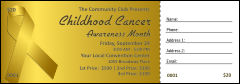 Childhood Cancer Awareness Month Raffle Ticket with detachable stub.