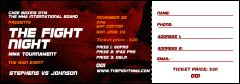 MMA The Fight Night Raffle Ticket with secure numbering and detachable stubs.