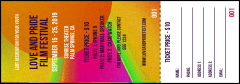 LGBT Film Festival Raffle Ticket with clean-tearing stubs.