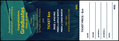 Graduation - Blue and Yellow Raffle Ticket with detachable stub and space for draw info.