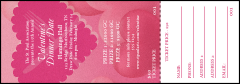Valentine's Dinner Date Raffle Ticket with clean-tearing, detachable stubs. Prints in color.