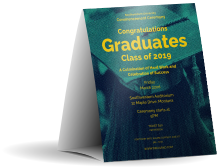 Graduation - Blue and Yellow Table Tent with timeless design and space for event details