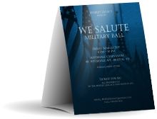Military Ball - US Flags Table Tent with handsome background and customizable text.