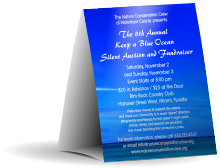 Nature Series - Blue Ocean Table Tent with stunning seascape background.