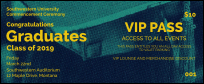 Graduation - Blue and Yellow VIP Pass has secure numbering and prints on quality stock.