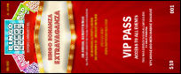 Bingo Bonanza Extravaganza VIP Pass has secure numbering, customizable text and a fun design.