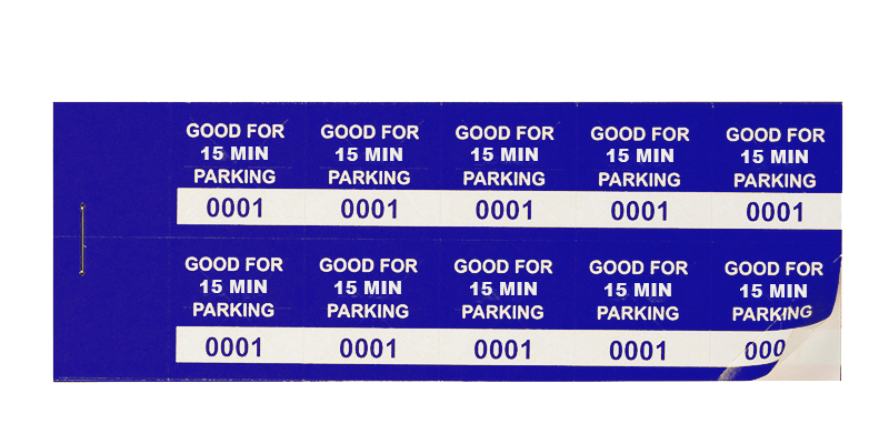 Blue 15 Min Parking Validation Stickers