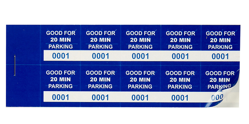 Blue 20 Min Parking Validation Stickers