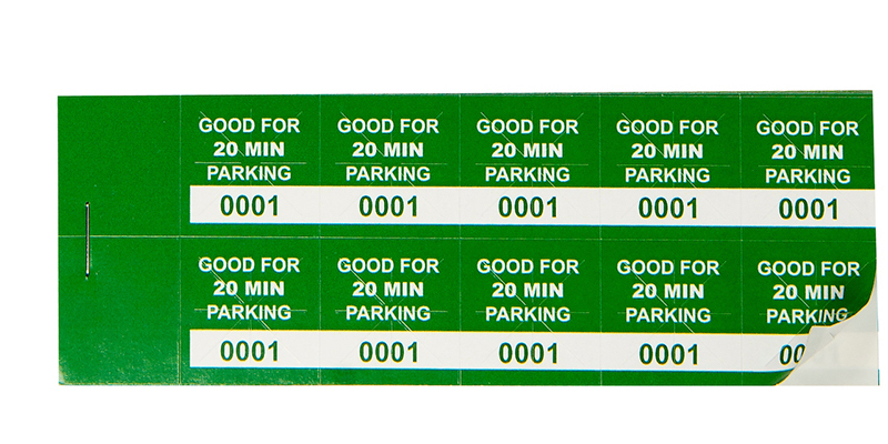 Green 20 Min Parking Validation Stickers